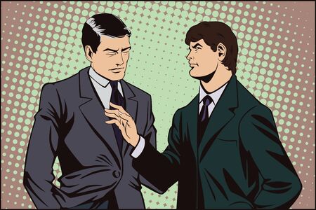 Stock illustration. People in retro style pop art and vintage advertising. Talking man.のイラスト素材