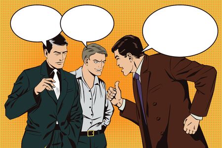 Stock illustration. People in retro style pop art and vintage advertising. Boss berates subordinates.のイラスト素材