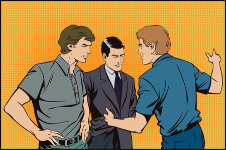 Stock illustration. People in retro style pop art and vintage advertising. Talking man.のイラスト素材
