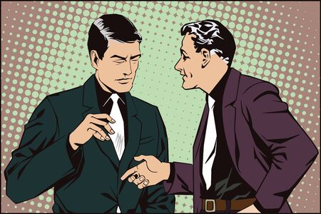 Stock illustration. People in retro style pop art and vintage advertising. Talking man.のイラスト素材