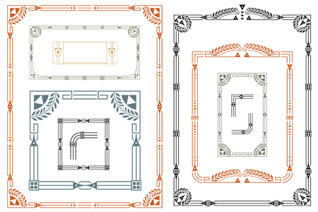 Vector flowers vintage labels on different versions for decoration and design. Three brushes includedのイラスト素材