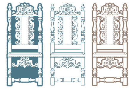 Stock illustration. Set of vintage chairs.のイラスト素材