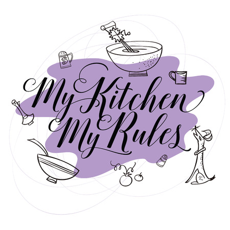 Stock illustration. Cooking. The trend calligraphy. Quote my kitchen my rulesのイラスト素材