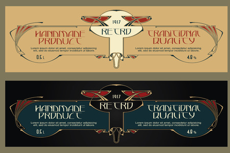 Vintage frame design for labels, banner, sticker and other design. Suitable for whiskey, beer and premium product. illustrationのイラスト素材