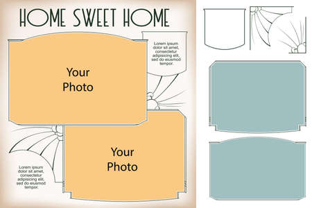 Vintage frame and element flower for labels, banner, sticker and other design. Floral Macro and Micrographic ornament. Plant elegant border for scrapbooking and other.のイラスト素材