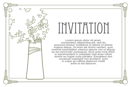 Vector template. Advertisements, flyer, web, wedding  and other invitations or greeting cards. Poppy borderのイラスト素材