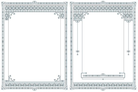 Vector template. Advertisements, flyer, web, wedding  and other invitations or greeting cards. Ornament border.のイラスト素材