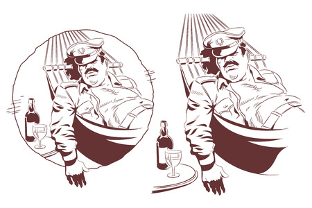 Stock illustration. Lazy soldier sleeps in hammock.のイラスト素材