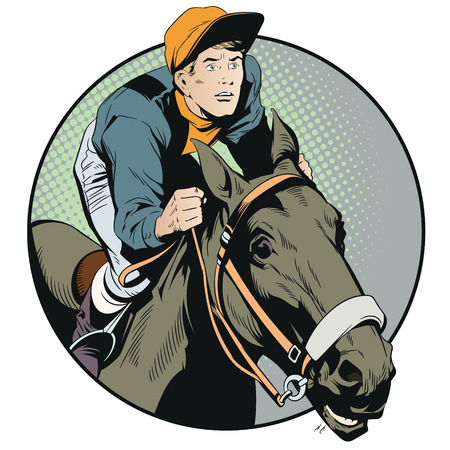 Stock illustration. Rider on horse isolated on a white backgroundのイラスト素材