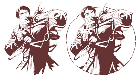 Stock illustration. Rider on horse isolated on a white backgroundのイラスト素材