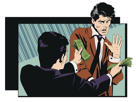 Stock illustration. Businessman refuses money.のイラスト素材