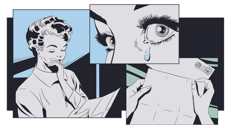 Stock illustration. Girl with letter.のイラスト素材