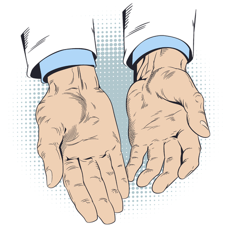 Concept Of Insurance. Empty open palms.のイラスト素材