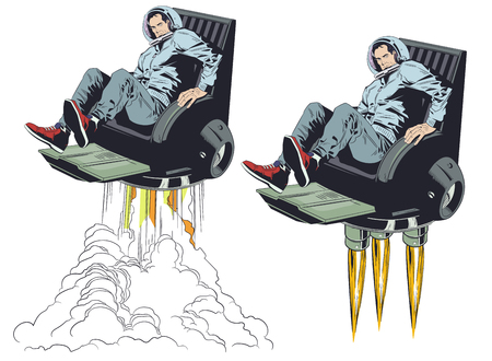 Stock illustration. Man in space chair.のイラスト素材