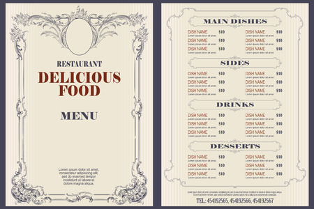 Vector stock illustration. Template cafe or restaurant menu.