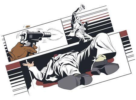 Vector. Stock illustration. Murder of man. Enhance criminal situation.のイラスト素材
