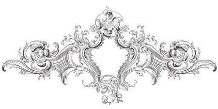 Vector luxury frame with border in rococo style for advertisements, wedding, invitations or greeting cardsのイラスト素材