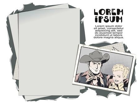 Vector. Stock illustration. Cowboy and embarrassed girl.のイラスト素材