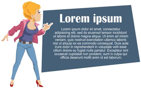 Funny people. Woman pointing her finger.のイラスト素材