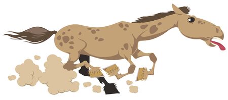 Funny animal. Horse runs galloping.のイラスト素材