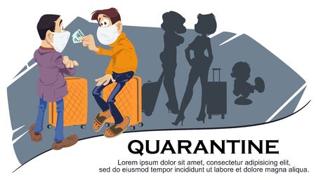 Funny people. Passengers at quarantine. Bad travel.のイラスト素材