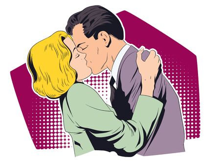 Vector. Stock illustration. Couple kissing.のイラスト素材