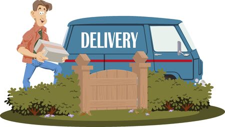 Funny people. Transport commerce concept. Courier Delivery.のイラスト素材
