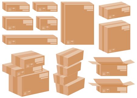 Set of boxes to send isometric.のイラスト素材
