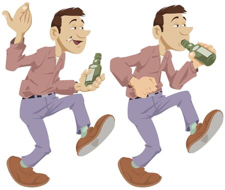 Man with bottle and cigarette. Stock Illustration.のイラスト素材