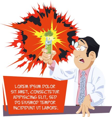 Funny people. Scientist chemist conducts experiments.のイラスト素材