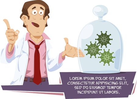 Funny people. Scientist warns of danger.のイラスト素材