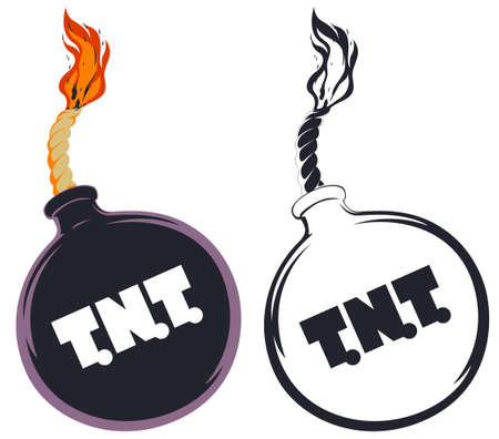 Stock illustration. Dynamite with burning fuse. Object in retro style pop art and vintage advertising.のイラスト素材