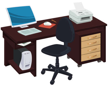 Workplace of an office employee. Stock Illustration.のイラスト素材