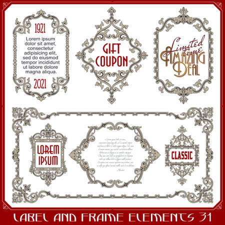 Stock illustration. Vector set of calligraphic design elements and page decor.のイラスト素材