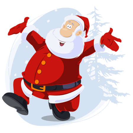 Winter fun. Cheerful Santa Claus. Illustration for internet and mobile website. Stock image.のイラスト素材