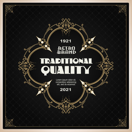 Background and abstract ornament for decoration promotional items. Vintage design for labels, banner, sticker and other design. Suitable for whiskey, beer and premium product.のイラスト素材