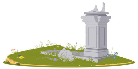 Ancient ruins overgrown grass. Illustration for internet and mobile website. Stock illustration.のイラスト素材