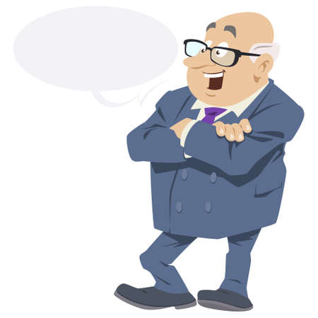 Joyful man. Happy businessman with glasses. Illustration concept for mobile website and internet development.のイラスト素材