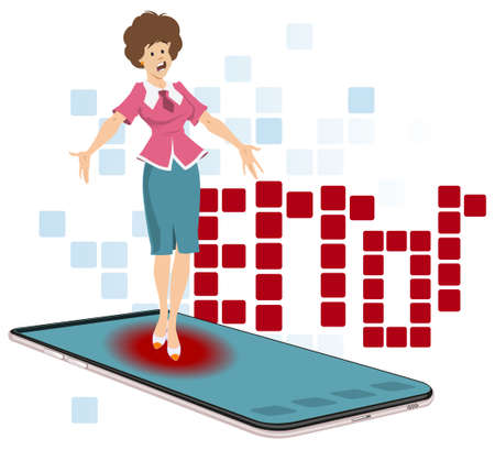Oops problem man business concept. Page Error. Failure of smartphone. Illustration concept for mobile website and internet development.のイラスト素材