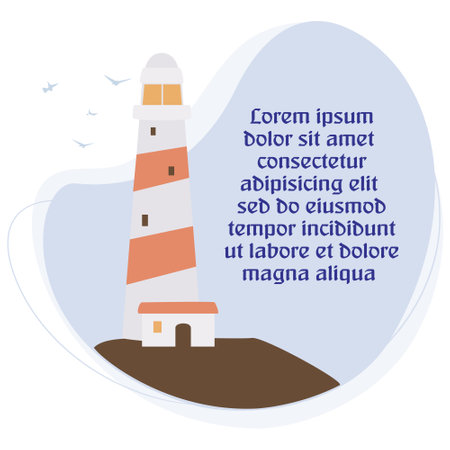 Lighthouse on ocean. Illustration concept for mobile website and internet development.のイラスト素材