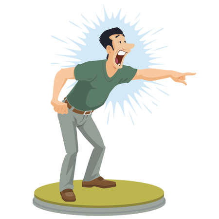 Man shows a finger. Illustration concept for mobile website and internet development.のイラスト素材