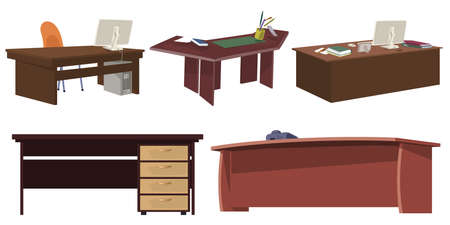Business furniture. Office chairs and desks. Illustration concept for mobile website and internet development.のイラスト素材