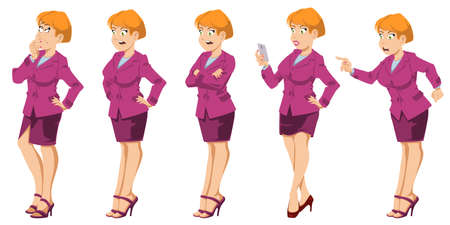 Business woman in various poses. Illustration concept for mobile website and internet development.のイラスト素材
