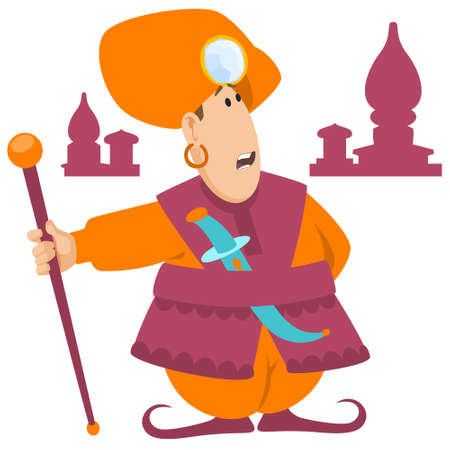 Oriental man in traditional dress. Illustration concept for mobile website and internet development.のイラスト素材