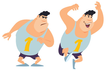 Happy athlete winner. funny people. Illustration concept template for website, web landing page, banner, presentation, social, poster, promotion or print media.のイラスト素材