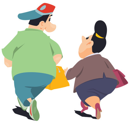 Tourists men and women. funny people. Illustration concept template for website, web landing page, banner, presentation, social, poster, promotion or print media.のイラスト素材