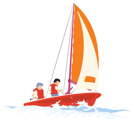 Sailing. sailing regatta. Vector illustration on white background.のイラスト素材
