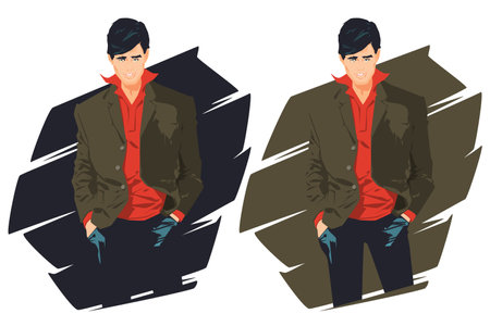 young successful guy. Glamor businessman. metrosexual. Illustration concept template for website, web landing page, banner, presentation, social, poster, promotion or print media.のイラスト素材