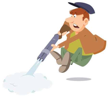 Hunter on hunt. funny people. Illustration concept template for website, web landing page, banner, presentation, social, poster, promotion or print media.のイラスト素材