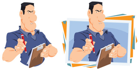 Athletic man. fitness instructor. funny people. Illustration concept template for website, web landing page, banner, presentation, social, poster, promotion or print media.のイラスト素材